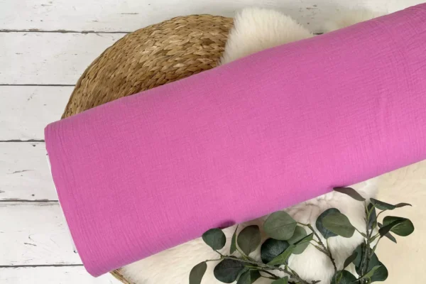 Double Gauze Musselin Stoff in der uni Farbe hellpink