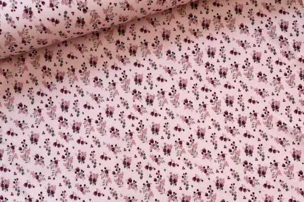 Ripp Jersey gemustert Blumenwiese rosa