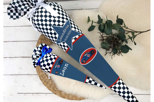 Schultüte mit Name blau, navy DerDieDas Blue Speed