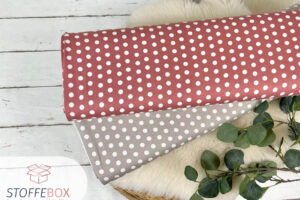 Viskosejersey Punkte Polka Dots beige und altrosa