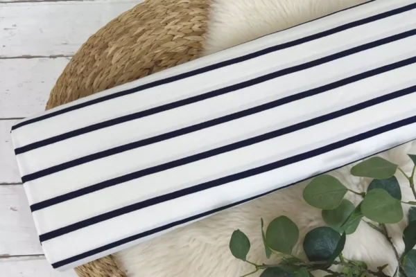 Viskosejersey - dunkelblaue Streifen auf weiß - Öko-Tex-100 – Bild 2