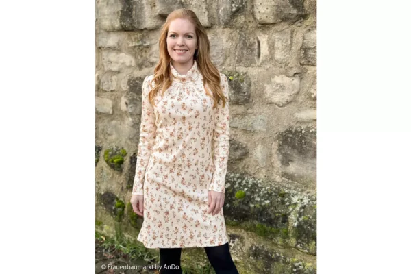 Ripp Jersey leicht - Blumen Muster Blumenwiese beige und ecru - Öko-tex-100, Swafing – Bild 5