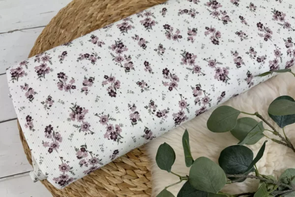 Ripp Jersey leicht - Blumen Muster Blumenwiese beige und ecru - Öko-tex-100, Swafing – Bild 4