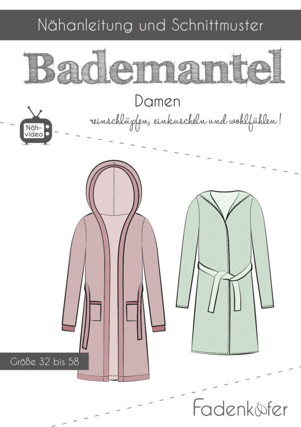 Schnittmuster Fadenkaefer für Damen Bademantel