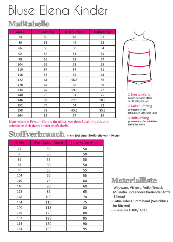 Papierschnittmuster Fadenkäfer Bluse Elena Kinder – Bild 4