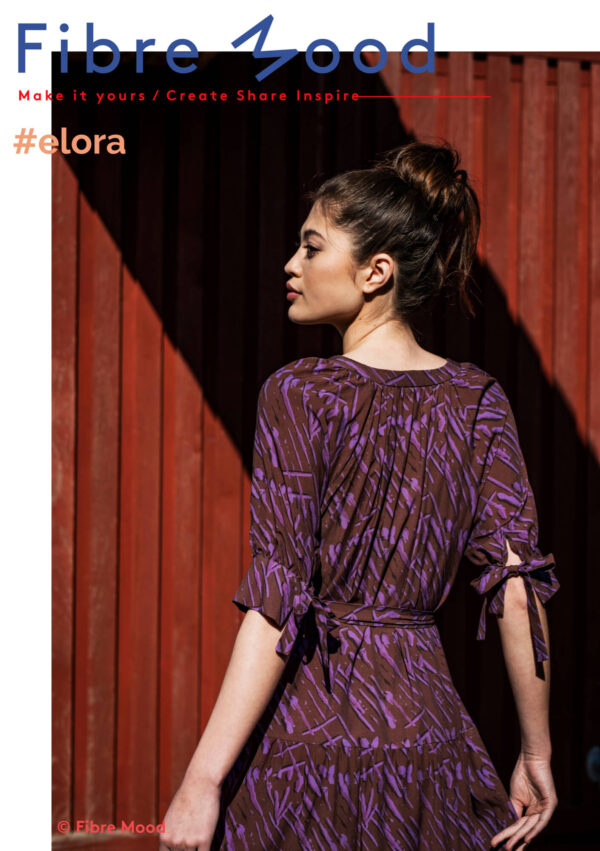 Fibre Mood 19 Elora Viskose Tencel Mix - abstrakte lila Striche in braun - Öko Tex 100 – Bild 5