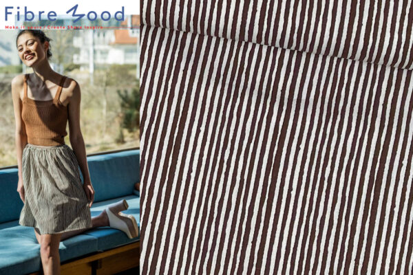 Fibre Mood 19 Jemma Viskose Leinen Mix mit Vintage Streifen in der Farbe braun, weiß
