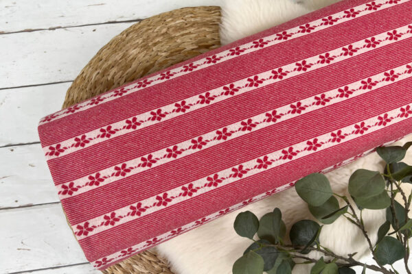 Fibre Mood 19 Thea und Jules - Jacquard Stoff Strickware abstrakte Blumen in rot- Öko Tex 100 – Bild 3