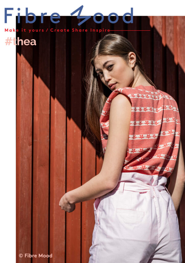 Fibre Mood 19 Thea und Jules - Jacquard Stoff Strickware abstrakte Blumen in rot- Öko Tex 100 – Bild 6