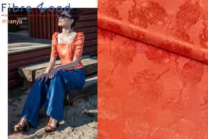 Fibre Mood 19 Vanya Viskose Modal Mix mit Jacquard Blätter in der Farbe orange
