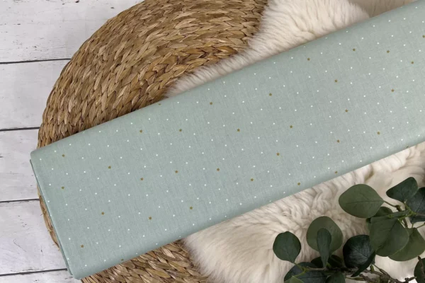 Bio Baumwollstoff Popeline Webware – Sternenhimmel mit Sternen und Punkten in mint – Bild 2