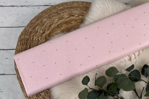 Bio Baumwollstoff Popeline Webware – Sternenhimmel mit Sternen und Punkten in rosa – Bild 2