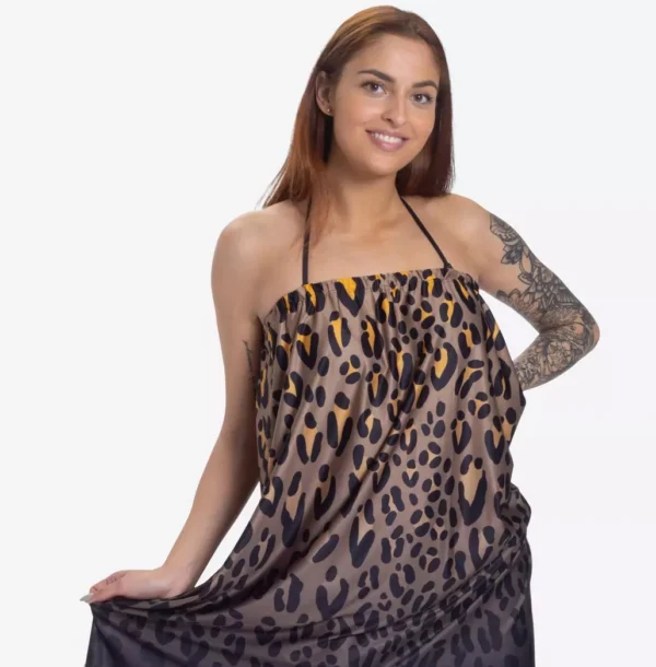 Albstoffe Bade- und Sportstoff - SAFARI GOLD Leoprint Farbverlauf beige ins schwarz - Hamburger Liebe Performance - Öko Tex 100 – Bild 5