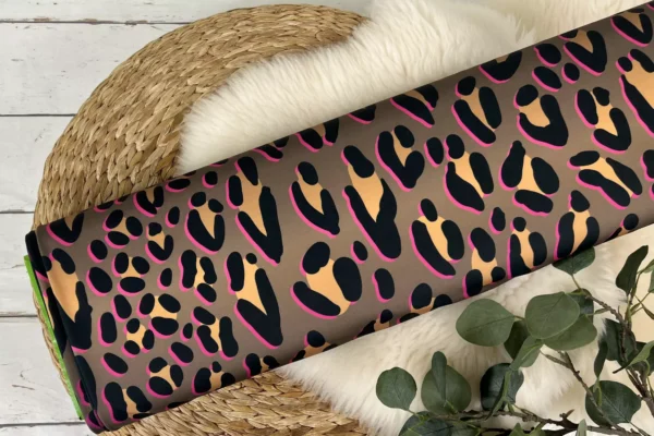Albstoffe Bade- und Sportstoff - SAFARI GOLD Leoprint Farbverlauf beige ins schwarz - Hamburger Liebe Performance - Öko Tex 100 – Bild 2
