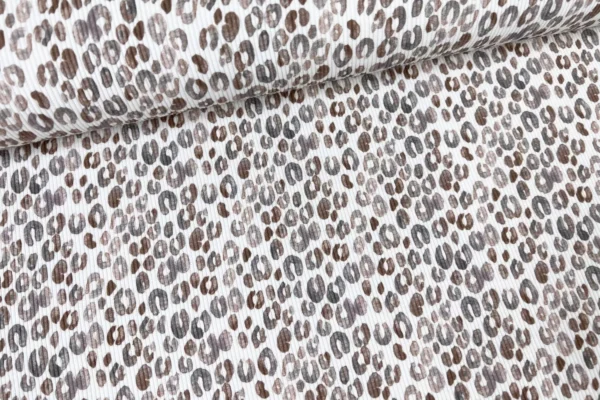 Reststück 30cm Ripp Jersey Stoff - Leoprint Animalprint ecru - Öko-tex-100 – Bild 3