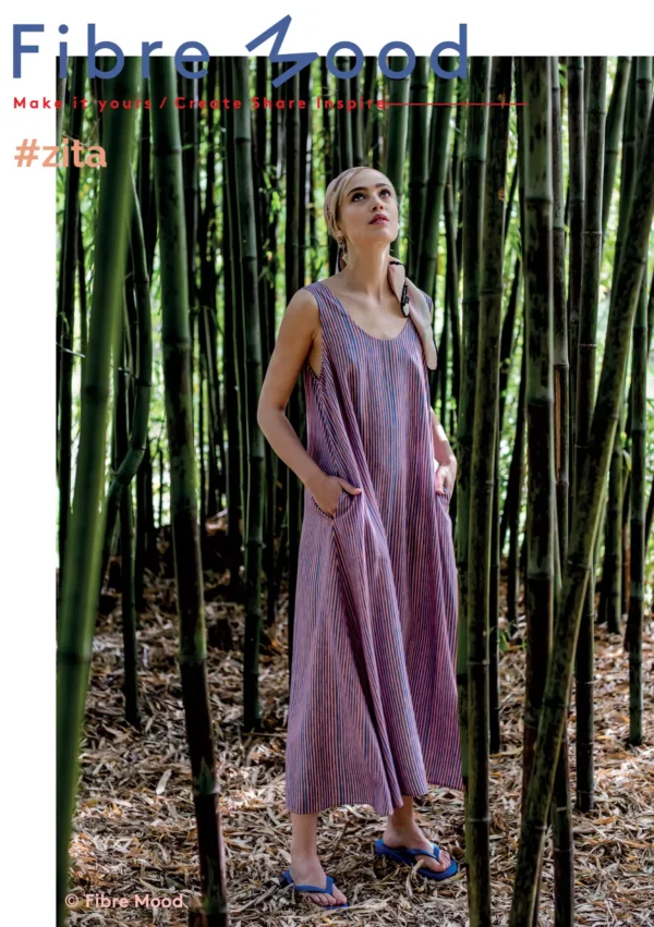 Tragebild Fibre Mood 20 Zita Viskose Tencel Mix mit vintage Streifen in lachs, blau