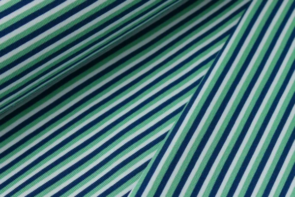 Baumwolljersey Streifen in mint, dunkelblau, weiß