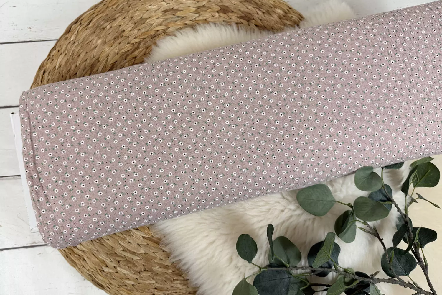 Musselin Stoff - Blümchen in mint, rosa, natur, beige - Öko-Tex-100 – Bild 11