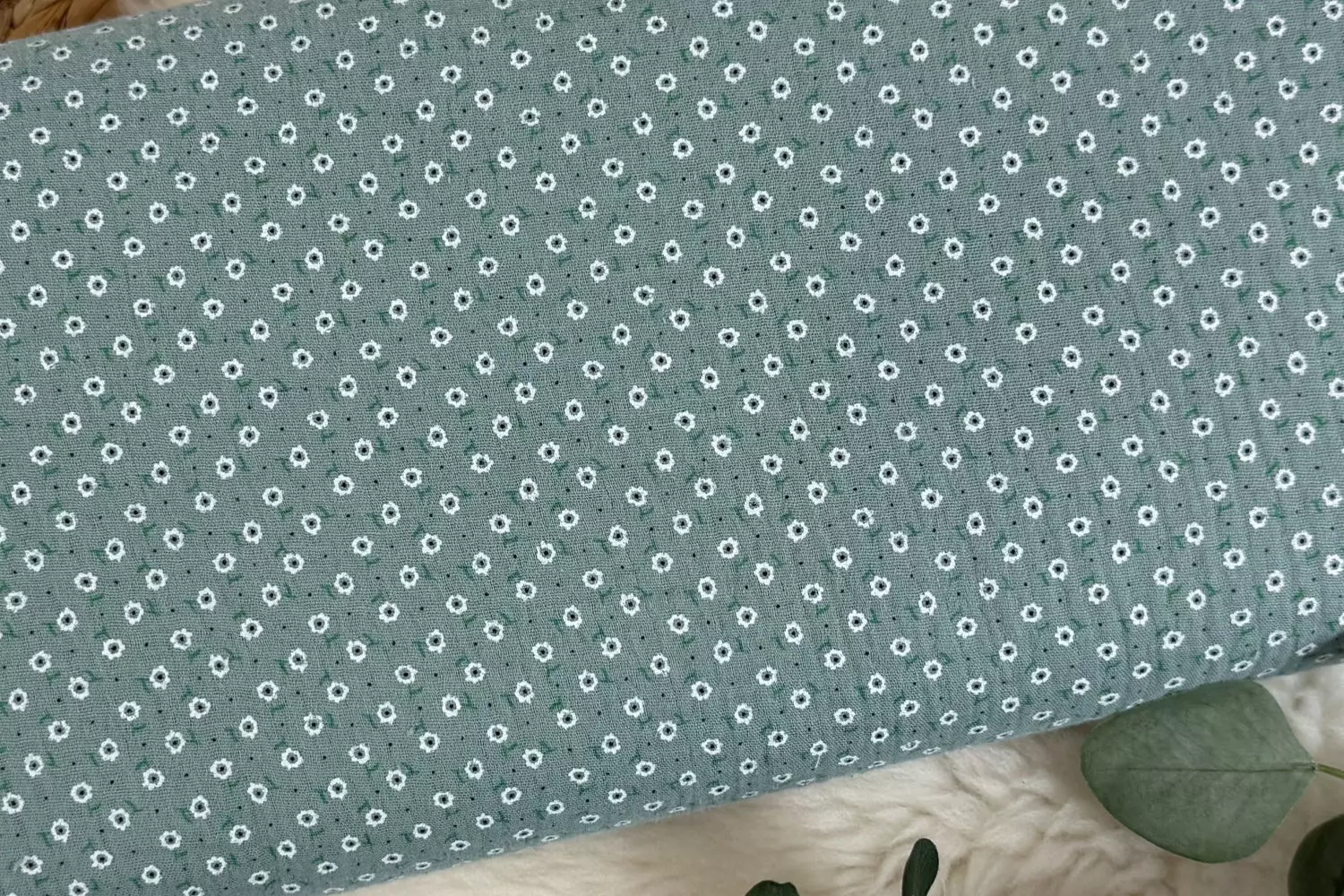 Musselin Stoff - Blümchen in mint, rosa, natur, beige - Öko-Tex-100 – Bild 6