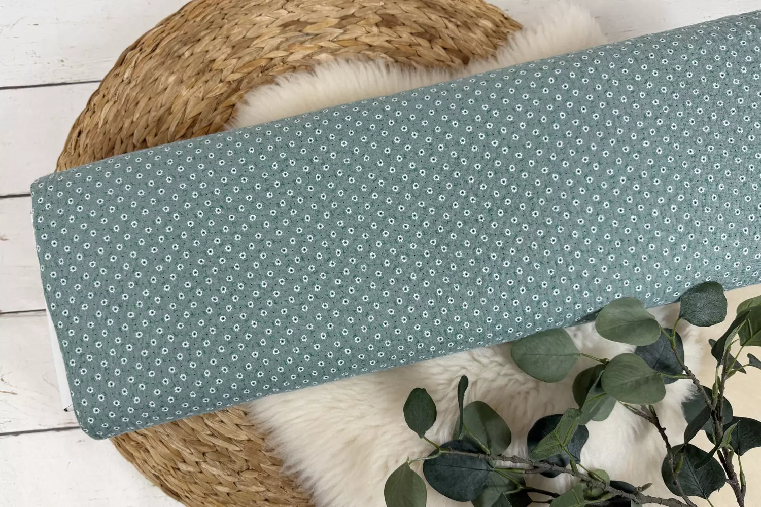 Musselin Stoff - Blümchen in mint, rosa, natur, beige - Öko-Tex-100 – Bild 7