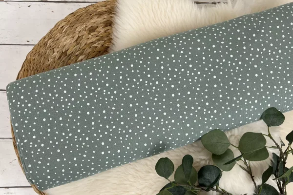 Musselin Stoff / Double Gauze - weiße Punkte Polka Dots in mint- Öko-Tex-100