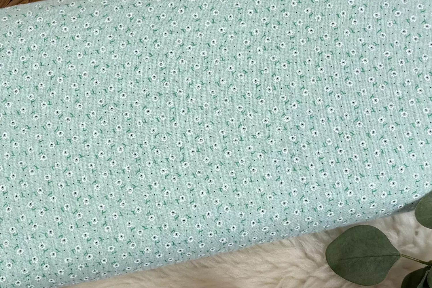 Musselin Stoff - Blümchen in mint, rosa, natur, beige - Öko-Tex-100 – Bild 8