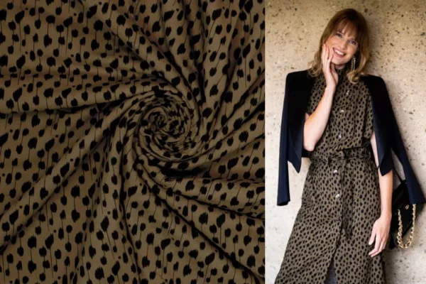 Fibre Mood 21 Irene und Josephine als Viskose Baumwoll Mix mit Leoprint in der Farbe schlamm