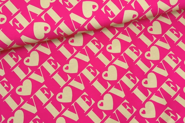 French Terry Sommersweat mit einem Love Schrifftzug in pink