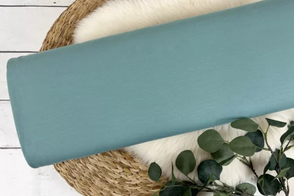 French Terry Stoff angeraut in der Uni Farbe hell teal
