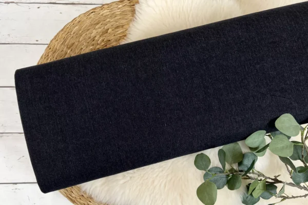 elestischer Baumwoll Jeansstoff in Uni schwarz