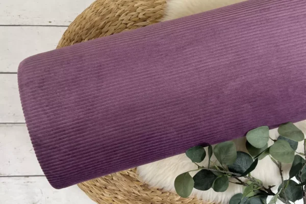 Breitcord Jersey - Uni aubergine - Stretch, Baumwolle, Öko Tex 100 – Bild 2