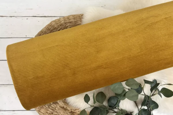Breitcord Jersey - Uni senfgelb - Stretch, Baumwolle, Öko Tex 100 – Bild 2