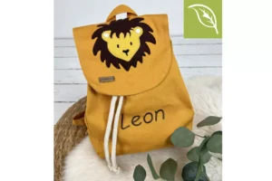 Löwen Kindergartenrucksack mit Name für Jungs