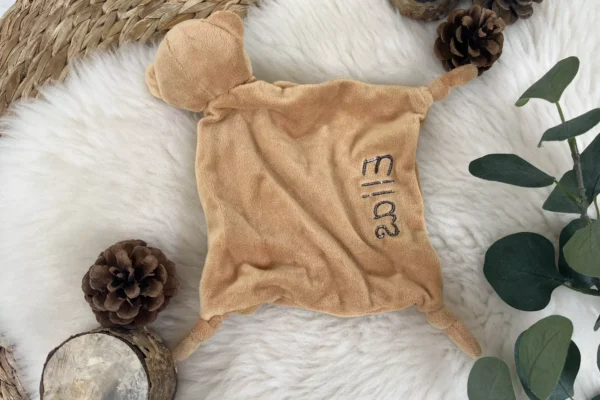 Schnuffeltuch mit Namen für Babys - Teddybär, Panda, Ente, Frosch – Bild 3