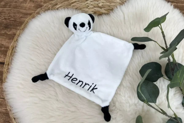 Schnuffeltuch Pandabär mit Namen personalisiert