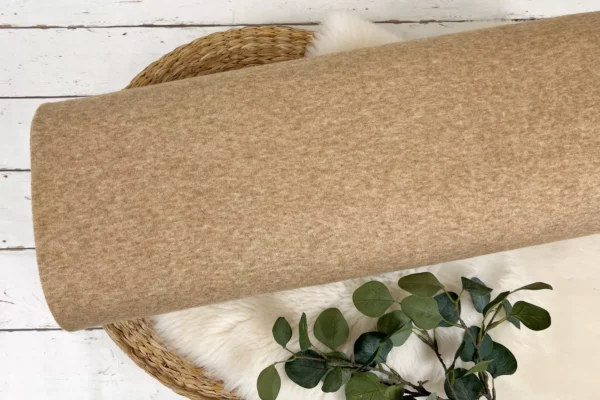 feiner Soft Strickstoff in Uni beige meliert