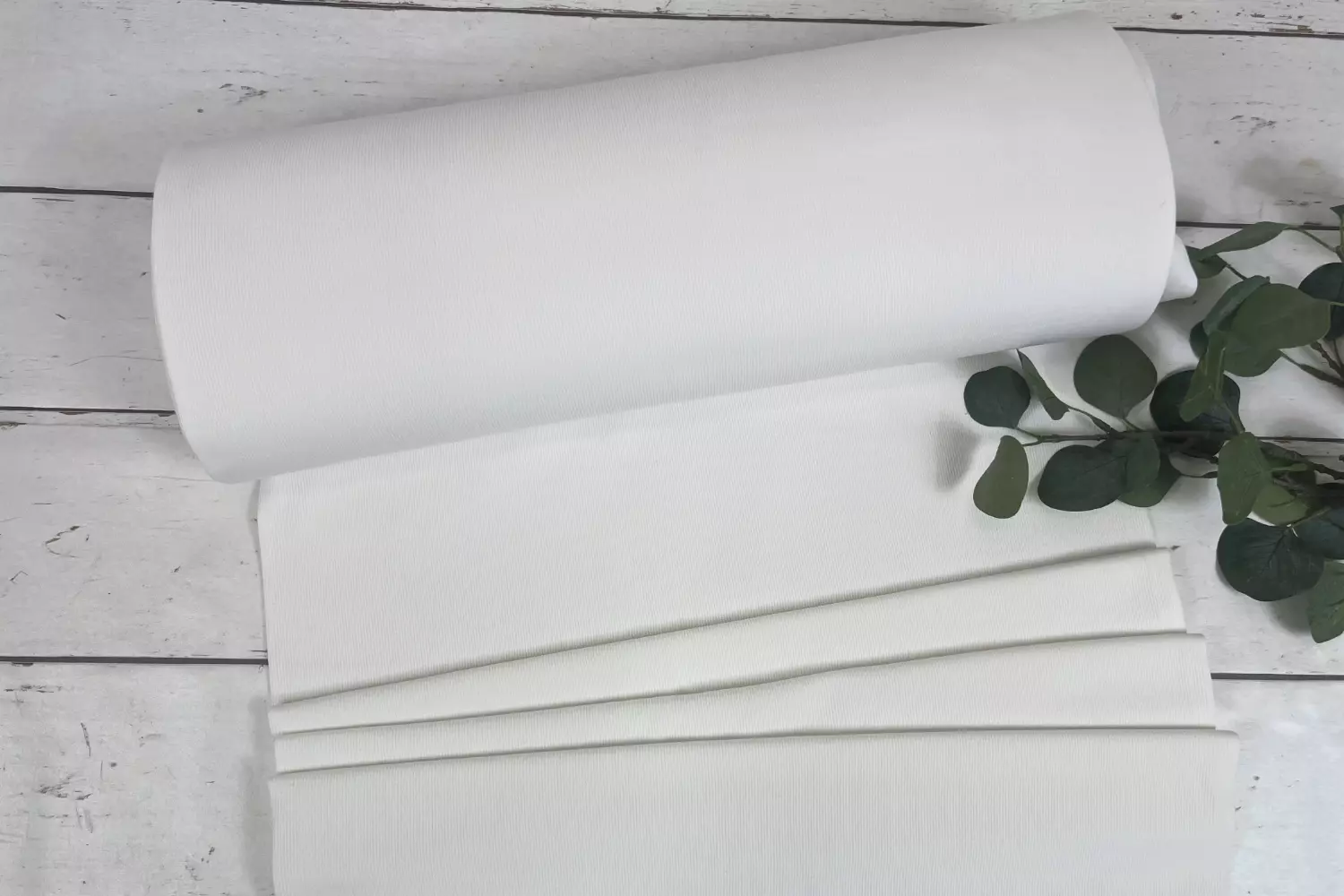 Rippbündchen Stoff als 50cm Schlauchware in weiß