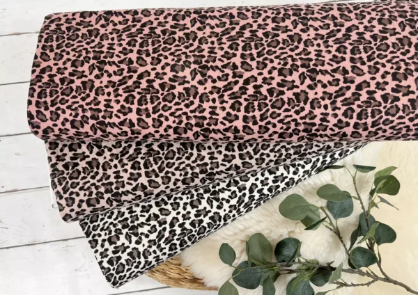 Musselin Stoff - Leoprint Muster, Animalprint beige - Öko-tex-100, Double Gauze – Bild 3
