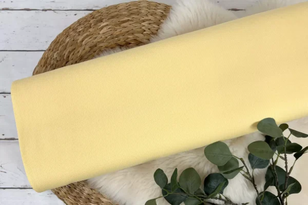 Ripp Jersey Stoff in Uni pastellgelb