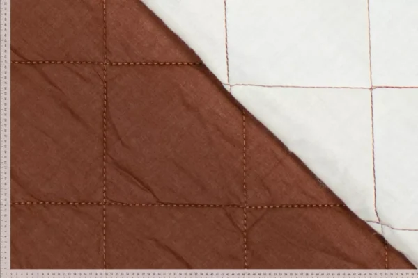 Reststück 80cm Fibre Mood Special Marcia - Stepp Karo Jackenstoff aus Baumwolle in schokobraun - Ökotex 100, doubleface – Bild 3