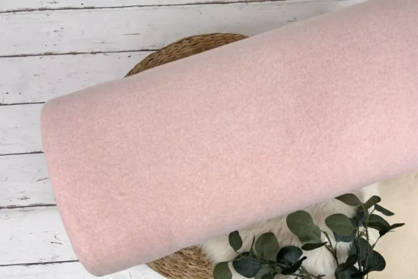 Kuschelweicher Baumwollfleece Stoff in der Uni Farbe rosa meliert