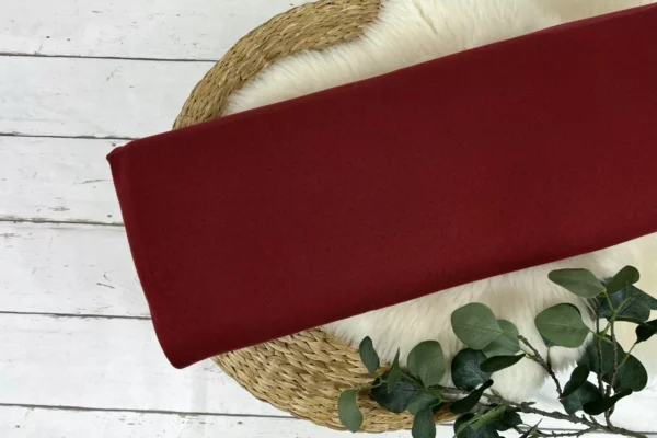 Reststück 40cm Feinstrickjersey mit Lochmuster Rauten Uni rostrot - Öko Tex 100