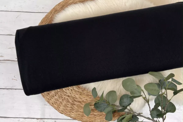 Feinstrickjersey mit Lochmuster Rauten Uni schwarz - Öko Tex 100