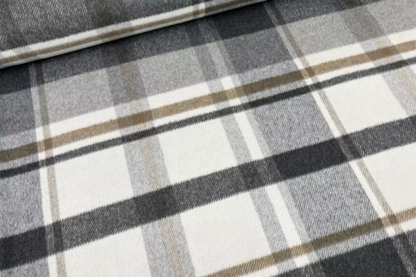 Mantelstoff mit tartan Karo Muster in grau