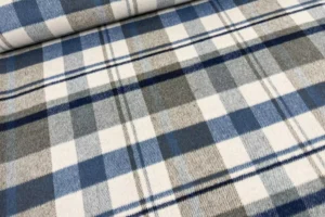 Mantelstoff mit tartan Karo Muster in blau