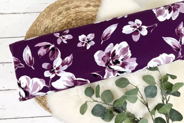Viskosejersey - große Blumen in beere - Öko-Tex-100, Pflanzen, Blumenwiese – Bild 2