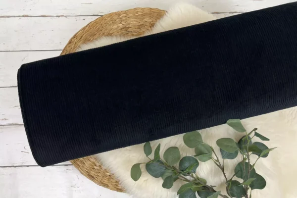 Elastischer Breitcord Jersey Stoff aus Baumwolle in schwarz