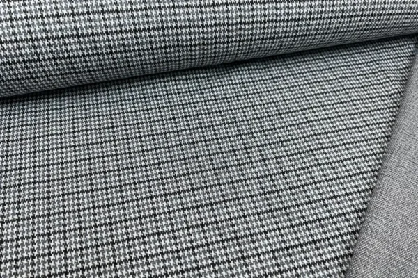 Jacquard Stoff stretch mit quadrat Pepita Karo Muster in hellgrau