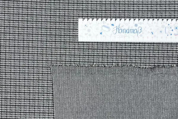 Jacquard Stoff stretch - Block mini Pepita Karo hellgrau, dunkelgrau, weiß - Öko Tex 100 – Bild 3
