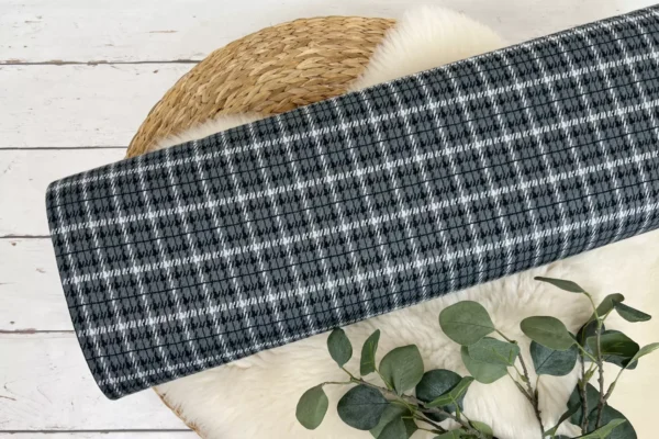 Jacquard Stoff stretch - Pepita Karo grau, hellgrau, weiß - Öko Tex 100 – Bild 2